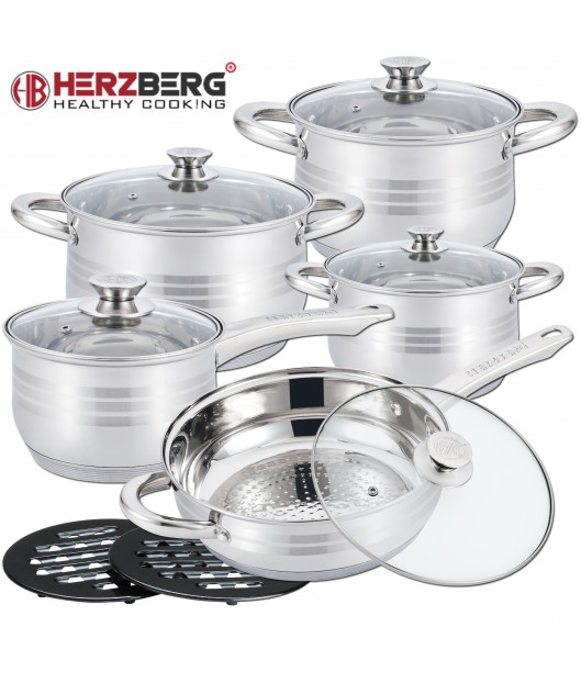 Herzberg 12 Pieces Stainless Steel Cookware Set