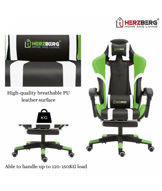 Herzberg HG-8083: Tri-color Gaming and Office Chair with Linear Accent Yellow