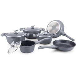 Royalty Line RL-BS1010M: 10 Pieces Ceramic Coated Cookware Set Gray