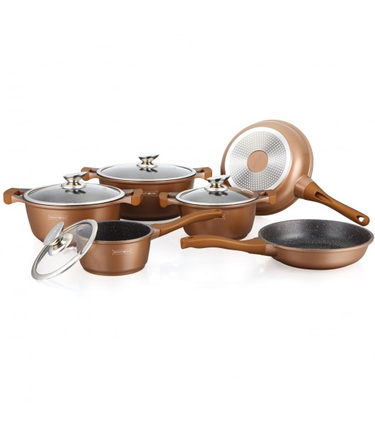 Royalty Line RL-BS1010M: 10 Pieces Ceramic Coated Cookware Set Copper