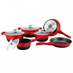 Royalty Line RL-BS1010M: 10 Pieces Ceramic Coated Cookware Set Red/Black